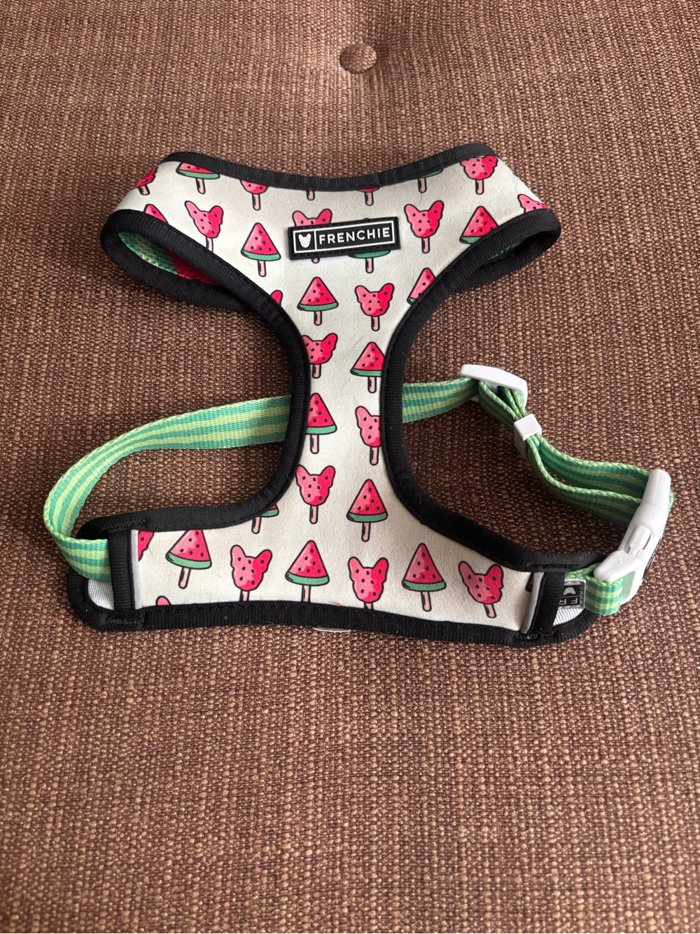 Frenchie Bulldog Reversible Dog Harness in Watermelon Popsicle print, Medium